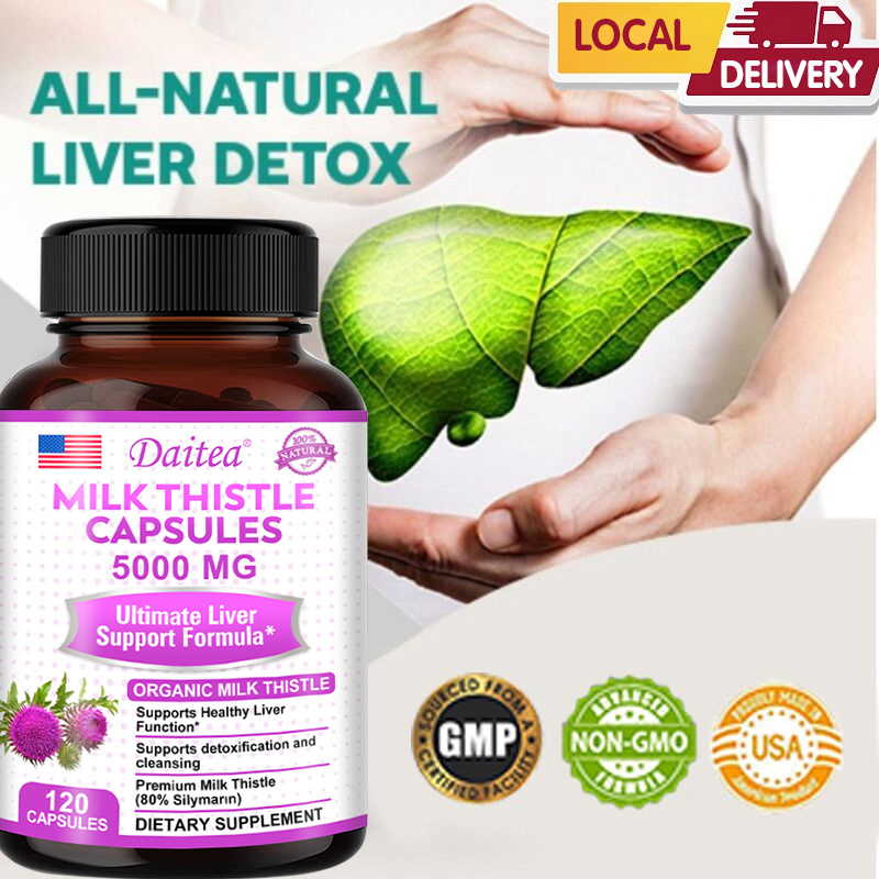 Daitea Milk Thistle ผลิตภัณฑ์เสริมอาหาร รองรับการทํางานของตับ เพื่อสุขภาพ ช่วยในการล้างพิษ และทําความสะอาด และปกป้องเซลล์ตับจากความเสียหาย