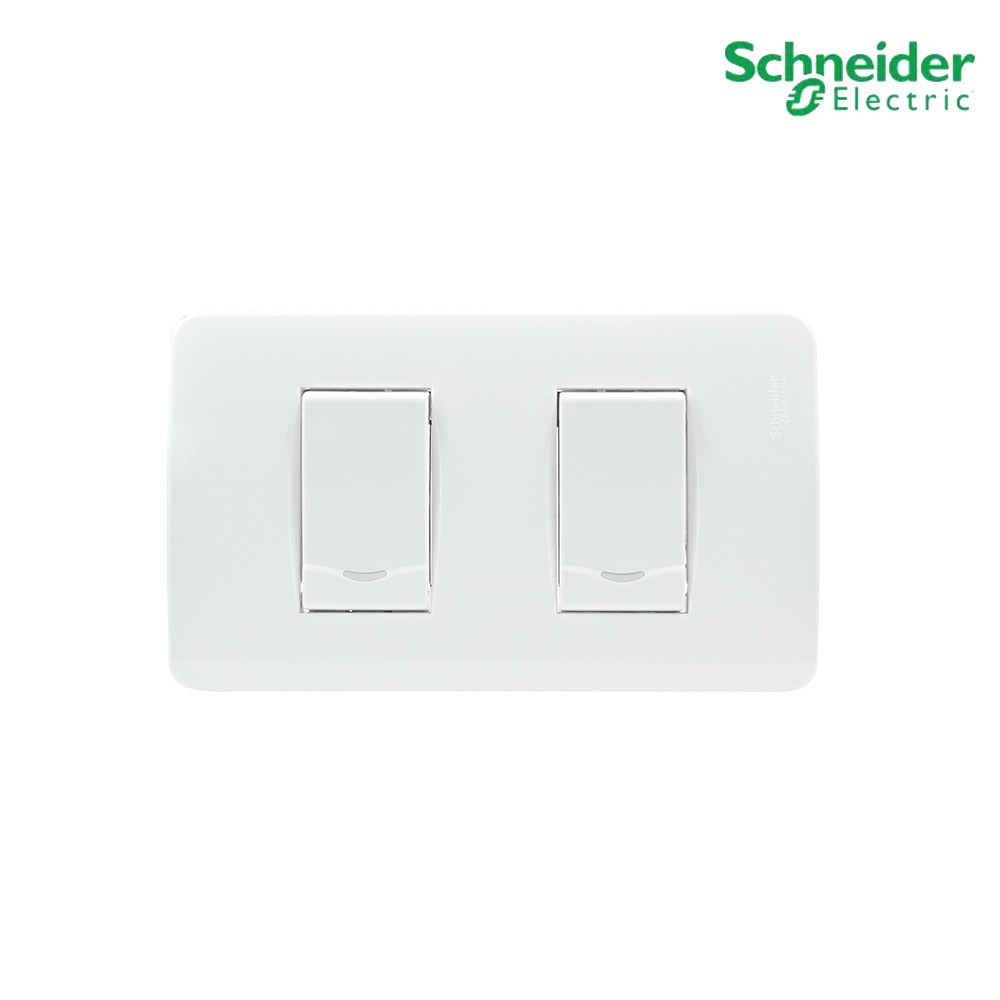 Schneider ชุดสวิตช์ทางเดียว 2 ตัวพร้อมฝาครอบ สีขาว รุ่น Concept Easy Clip 3031P_1_2M_F*2+ A3002 | PlugOn