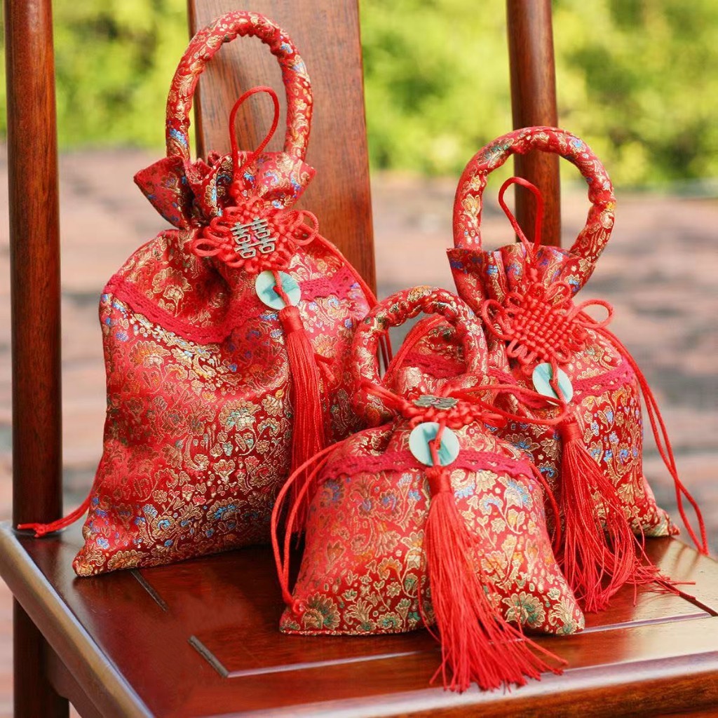 **พร้อมส่ง** ถุงใส่ส้มตรุษจีน ถุงแดงใส่ส้มมงคล อวยพรปีใหม่ ลายสวยงาม พิมพ์-ปักลาย คุณภาพดี ราคาถูก