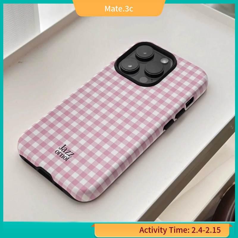 เคสโทรศัพท์มือถือ กันกระแทก ลายตาราง เรียบง่าย หรูหรา สําหรับ iPhone15pro 14promax 2 in 1 13 12 xr xs ANNT