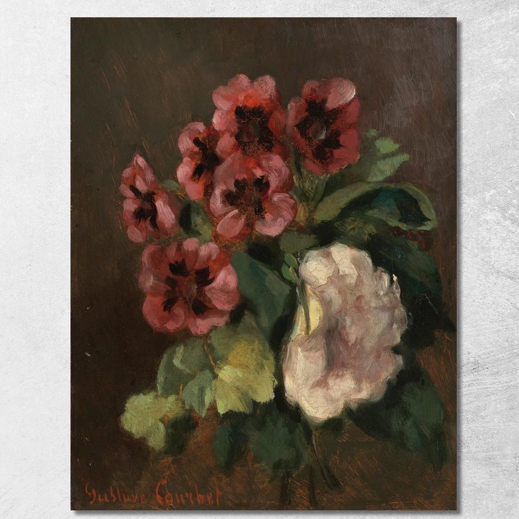 Bouquet Of Flowers Gustave Courbet, cg50 ภาพพิมพ์บนผ้าใบแคนวาส