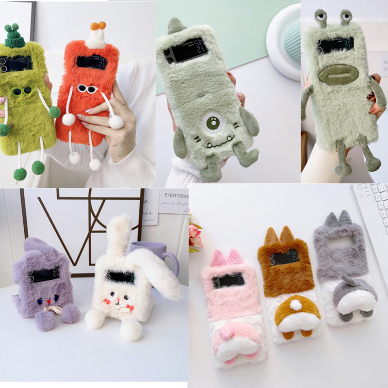 Diy น่ารักการ์ตูนกระต่าย Plush สร้อยข้อมือเคสโทรศัพท์สําหรับ Samsung Galaxy Z Flip 5 Z Flip 6 สําหรับ Galaxy Z Flip 3 4 ฝาครอบ Z Flip 4 กรณี Z Flip