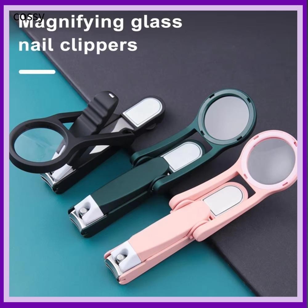 Cossy กรรไกรตัดเล็บที่ใช้งานได้จริงสําหรับผู้สูงอายุพร้อมแว่นขยาย Anti-splash Toenail Hand Trimmer, กรรไกรตัดเล็บสแตนเลสมัลติฟังก์ชั่น