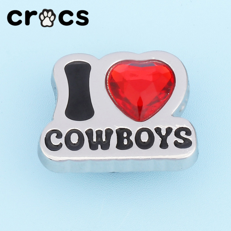 รองเท้าหลุม crocs อุปกรณ์เสริมรองเท้าดอกไม้การ์ด Luo Chi ตกแต่ง DIY อุปกรณ์เสริมโลหะคุณภาพสูง I Love Denim Series หัวเข็มขัดรองเท้า Zhibixing