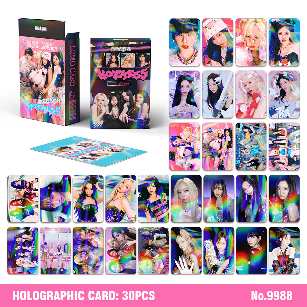 30 ชิ้น/กล่อง AESPA Whiplash Holographic Photocards HOT MESS อัลบั้มเลเซอร์โฮโลแกรมการ์ด Lomo KARINA NING WINTER GISELLE SOLO Kpop โปสการ์ดสินค้าราคาถูก CX