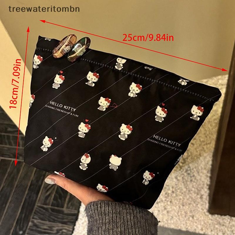 Tt น่ารัก Sanrio Hello Kitty กระเป๋าเครื่องสําอางกันน้ํากระเป๋าใส่เหรียญ Girly Sweet KT Cat แบบพกพากระเป๋าเก็บความจุขนาดใหญ่ของขวัญวันเกิด mbn