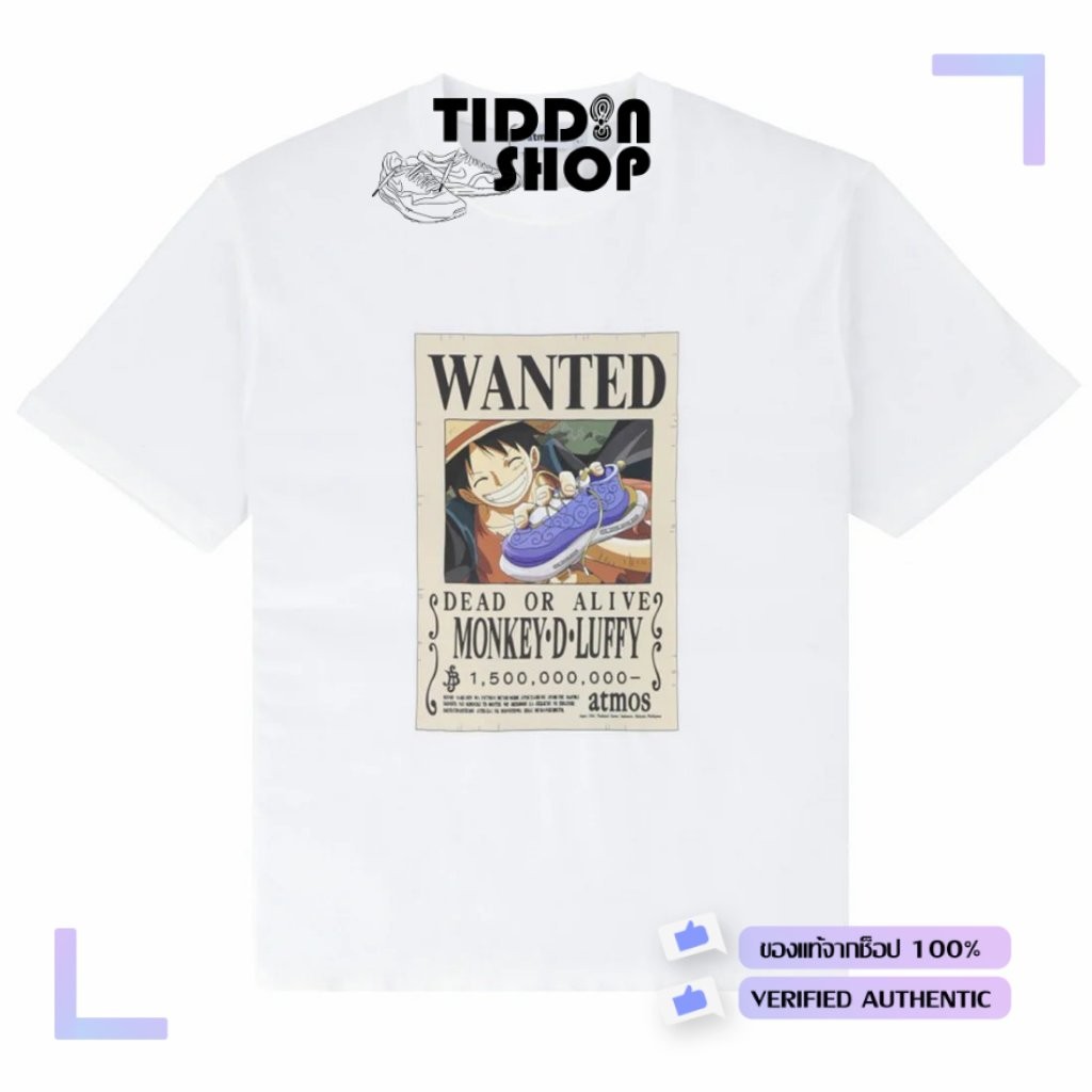 เสื้อยืดผู้ชาย ATMOS x ONEPIECE WANTED POSTER LOGO T-SHRTS [ลิขสิทธิ์แท้][รหัส : MA23S-TS071 / MS23S