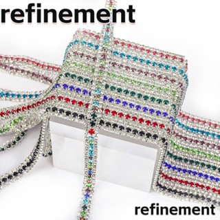 Refinement สายโซ่คริสตัล ประดับพลอยเทียม 3 แถว 3 หลา หลากสี สําหรับทําเครื่องประดับ ช่อดอกไม้ เค้กแต่งงาน DIY