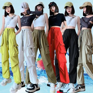 【TG-youzan】 Large Pocket Design All-Matching Work Clothes Wide Leg Womens 2023 Summer New Loose Slimming Two-Way Drawstring Ankle-Tied Harem Pants Ikql