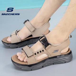 Skechers_ MAX CUSHION รองเท้าแตะ GOGA MAX Velcro พื้นหนา ขนาดใหญ่ ทนต่อการสึกหรอ สําหรับผู้ชาย