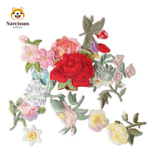 Narcissus แผ่นแพทช์รีดติดกางเกงยีน ลายดอกไม้ ขนาดเล็ก 15 แบบ 15 ชิ้น