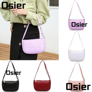 Osier1 กระเป๋าถือ หนัง PU และไนล่อน มีซิป สีพื้น แฟชั่นสําหรับผู้หญิง