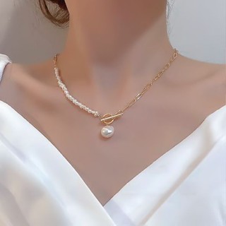 Shopkeepers selection# special-shaped freshwater pearl decorative necklace light luxury niche spring and summer clavicle chain small grain 2022 new womens trendy internet celebrity 8.25N