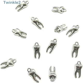 Twinkle จี้อัลลอย รูปฟัน ขนาด 7*15 มม. สีเงิน สําหรับทํางานฝีมือ DIY 30 ชิ้น