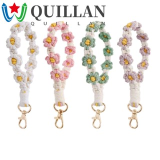 Quillan สายรัดข้อมือโทรศัพท์ ดอกไม้ ดอกเบญจมาศ สายคล้องโทรศัพท์ พวงกุญแจทอมือ สําหรับผู้หญิง เด็กผู้หญิง