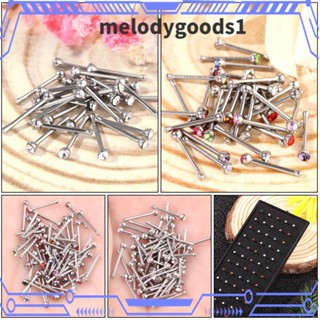 Melodygoods1 ชุดแหวนเจาะจมูก คริสตัล สเตนเลส 1.8 มม. 60 ชิ้น สําหรับผู้หญิง