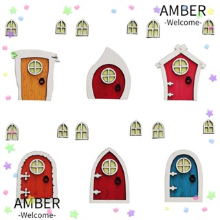 Amber เฟอร์นิเจอร์ประตู หน้าต่างคู่ กรอบไม้น่ารัก DIY อุปกรณ์เสริม สําหรับตุ๊กตา