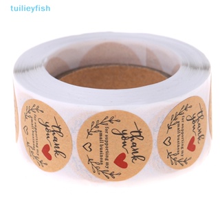 Tuilieyfish สติกเกอร์ฉลาก Thank You ทรงกลม แฮนด์เมด สําหรับตกแต่งเครื่องเขียน 500 ชิ้น