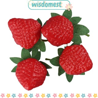 Wisdomest สตรอเบอร์รี่ประดิษฐ์ พลาสติก สีแดง สําหรับพร็อพถ่ายภาพ 50 ชิ้น