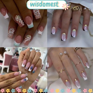 WISDOMEST เล็บปลอม แบบเต็มรูปแบบ ถอดออกได้ จํานวน 24 ชิ้น