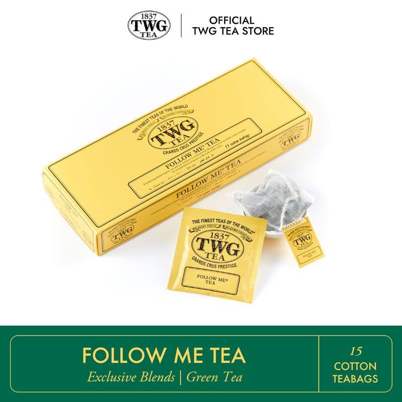 TWG Tea | Follow Me Tea, Green Tea Blend in 15 Hand Sewn Cotton Tea Bags in Giftbox, 37.5g