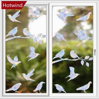 Hotwind สติกเกอร์ ลายนก สีรุ้ง ป้องกันไฟฟ้าสถิตย์ สําหรับติดตกแต่งกระจก หน้าต่างบ้าน ห้องนอน สํานักงาน DIY P8W9 1 ชุด