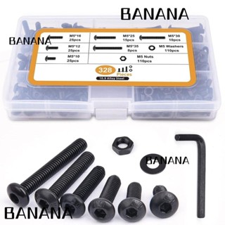 Banana1 สกรูซ็อกเก็ต หกเหลี่ยม 10.9 สีดํา พร้อมกล่องเก็บ 6 ขนาด 10 12 16 25 30 35 มม. 328 ชิ้น