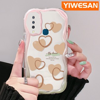 เคสโทรศัพท์มือถือแบบนิ่ม ใส กันกระแทก ลายหัวใจ สีครีม แฟชั่น สําหรับ VIVO Y12 Y15 Y17 Y12i Y3 Y3s 2020