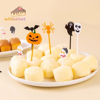 [WillbehotT] ส้อมจิ้มผลไม้ ขนมขบเคี้ยว ขนมหวาน เค้ก พลาสติก ฮาโลวีน 6 10 ชิ้น [ใหม่]