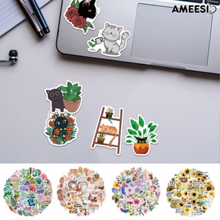 Ameesi สติกเกอร์ ลายดอกทานตะวันน่ารัก กันน้ํา ลอกออกได้ สําหรับตกแต่งสมุดภาพ แล็ปท็อป กระเป๋าเดินทาง DIY 50 ชิ้น ต่อชุด