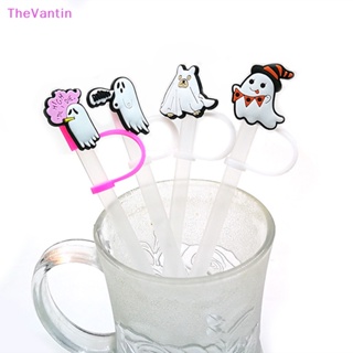 Thevantin หมวกฟางซิลิโคน ลายการ์ตูนผีกะโหลก นํากลับมาใช้ใหม่ได้ สําหรับตกแต่งปาร์ตี้ฮาโลวีน