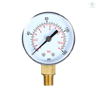 0~160psi 0~11bar Dual Scale Mechanical Pressure Gauge Pool Filter Aquarium Water Air Gas Pressure Gauge Meter 1/8 inch NPT Bottom Mount