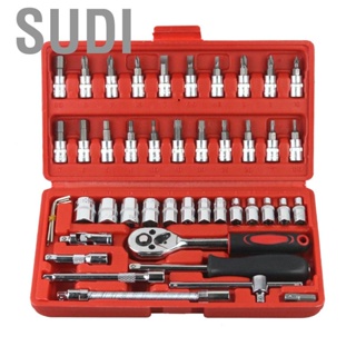 Sudi 46pcs Mechanic Hand Tool Kit with Case 24T Wrench Multifunction Ratchet Socket Set for Auto