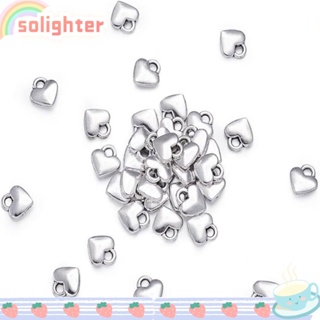 SOLIGHTER จี้รูปหัวใจ โลหะผสม 10x7 มม. สําหรับทําเครื่องประดับ DIY 100 ชิ้น