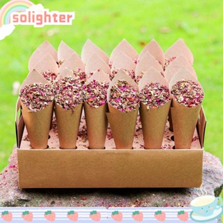 Solighter กล่องกระดาษคราฟท์ ทรงกรวย สําหรับใส่ลูกปา ของขวัญ ตกแต่งปาร์ตี้