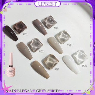 ♕ Gluezi Plain Elegant Grey Series ยาทาเล็บเจลสีนู้ด Simple Elegant สีเทา Phototherapy กาวเล็บสำหรับเล็บ Shop 15ml 6 แบบ UPBEST