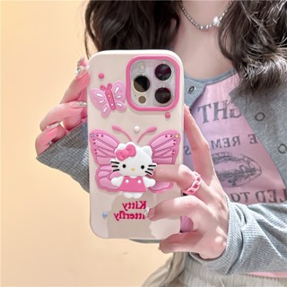 เคสโทรศัพท์มือถือ ซิลิโคน ลายการ์ตูนแมว ผีเสื้อ สีชมพู สร้างสรรค์ สไตล์เกาหลี ญี่ปุ่น สําหรับ Apple Iphone 14 11 13 12 pro max 13ProMax 11 12ProMax 14Pro