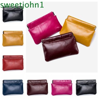 Sweetjohn กระเป๋าใส่เหรียญ หนัง PU สีพื้น ปิดเองได้ สไตล์สร้างสรรค์ สําหรับกลางแจ้ง