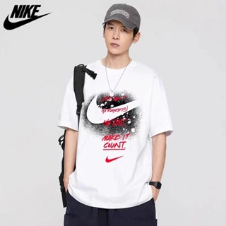 Nike เสื้อยืดลําลอง แขนสั้น คอกลม พิมพ์ลายมัดย้อม ทรงหลวม แฟชั่นสําหรับผู้ชาย ของแท้ 100%