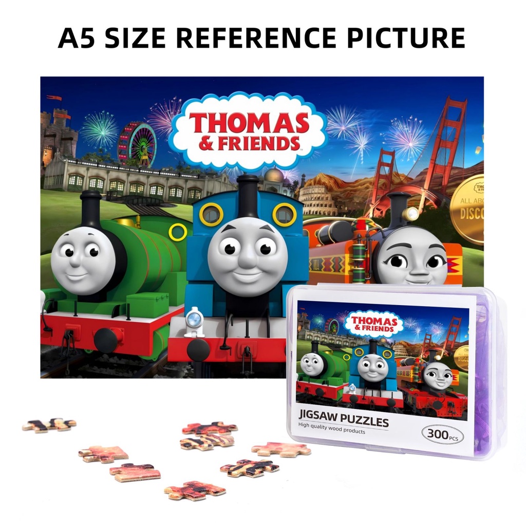 Thomas & Friends จิ๊กซอว์ไม้ปริศนา ลายการ์ตูน DIY ของเล่นเสริมการเรียนรู้เด็ก 300 ชิ้น