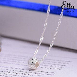 Ellastore123 สร้อยคอโซ่สเตนเลส จี้ลูกปัดน้ํานําโชค สีเงิน สําหรับผู้หญิง ของที่ระลึก เดินทาง