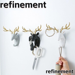 Refinement ตะขอแขวน รูปหัวกวาง ABS ติดผนัง ไม่ทิ้งรอย สําหรับแขวนกุญแจ หมวก ของขวัญ