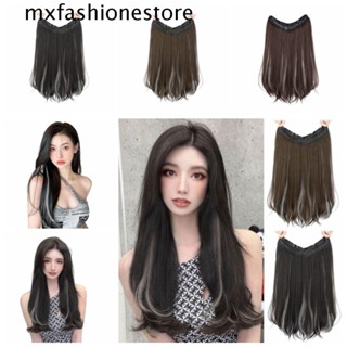 Mxfashione วิกผมยาวตรง ทนความร้อน สีน้ําตาล รูปตัว U สังเคราะห์ ธรรมชาติ มองไม่เห็น สีเทา ไล่โทนสี แฮร์พีชผู้หญิง / เด็กผู้หญิง