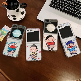 Jiehui ใหม่ เคสโทรศัพท์มือถือแฟชั่น ลายการ์ตูนชินจัง สามชิ้น หมุนได้ สําหรับ Samsung Z Flip5 Z Flip4 Z Flip3