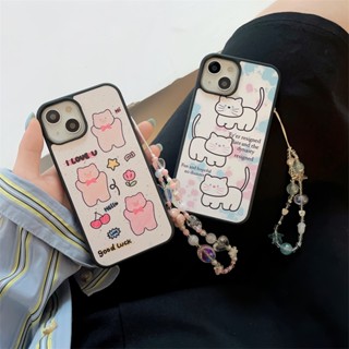 เคสโทรศัพท์มือถือ ซิลิโคน กันกระแทก ลายการ์ตูนหมูน่ารัก พร้อมสายโซ่คล้อง สําหรับ Iphone 15 14 11 13 12 PRO MAX 14promax 15 14 11 12