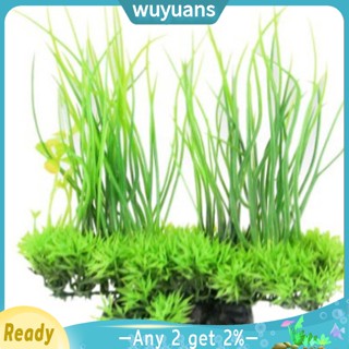 Wuyuans หญ้าเทียม พลาสติก สีเขียว สําหรับตกแต่งตู้ปลา