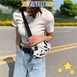 Zaijie24 กระเป๋าสะพายไหล่ ลายวัวน่ารัก พร้อมจี้