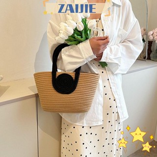 Zaijie24 กระเป๋าฟาง กระเป๋าเดินทาง ลําลอง ฤดูร้อน