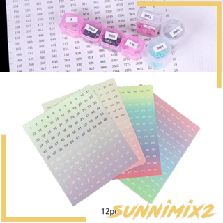 [Sunnimix2] สติกเกอร์ฉลากตัวเลข หลากสี 12 ชิ้น