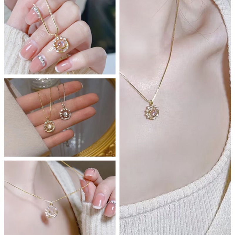 สร้อยคอ โลหะผสม พลอยเทียม ดาวเคราะห์ สไตล์เกาหลี สําหรับผู้หญิง